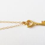 14kt Gold Key Necklace, Go..