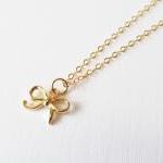 Gold Bow Necklace, Gold Fi..