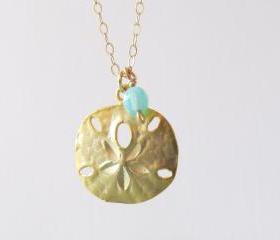 Gold Sand Dollar Necklace, 14kt Gold Filled Necklace, Gift for Her