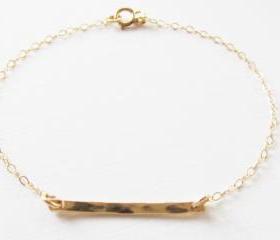 Hammered Bar Bracelet, 14kt Gold Filled Bracelet, Gift for Her