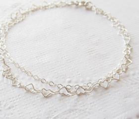 Sterling Silver Heart Bracelet, Sterling Silver Bracelet, Gift for her