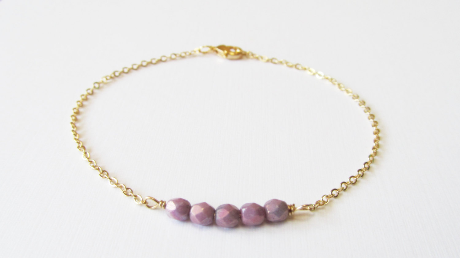 Dainty Beaded Gold Bracelet, 14kt Gold Filled Bracelet, Gift For Her on